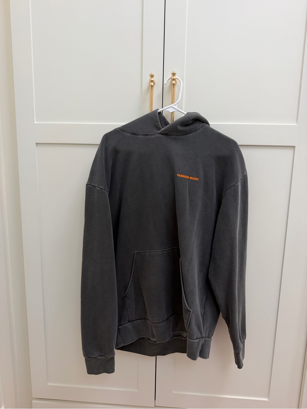 Men's Passion concert Charcoal Pullover Hoodie with Small Orange Logo